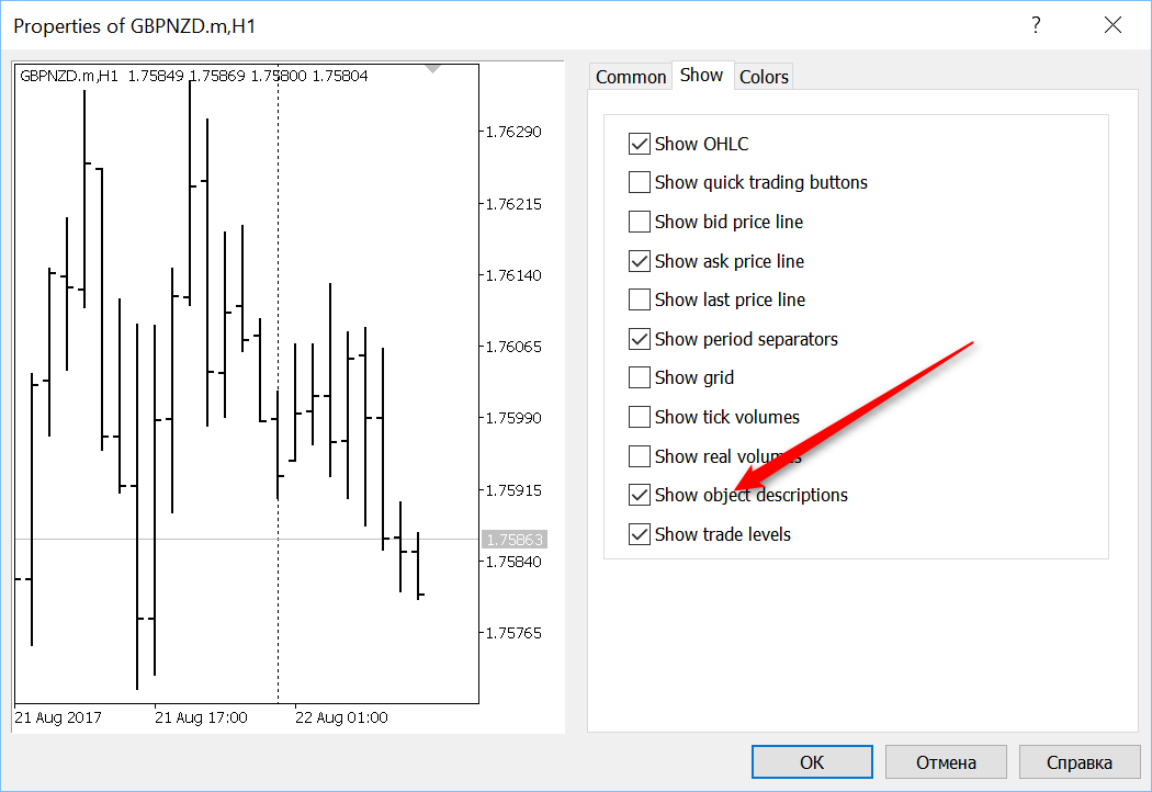 show object description MT5